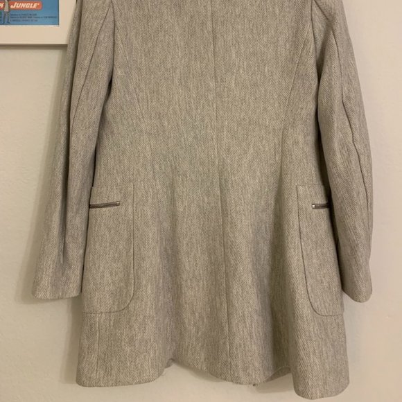 Zara Basic Collection Grey Midi Coat Size XS - Picture 3 of 6